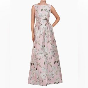 Kay‎ Unger Lilianna Floral Jacquard Knotted Gown 6